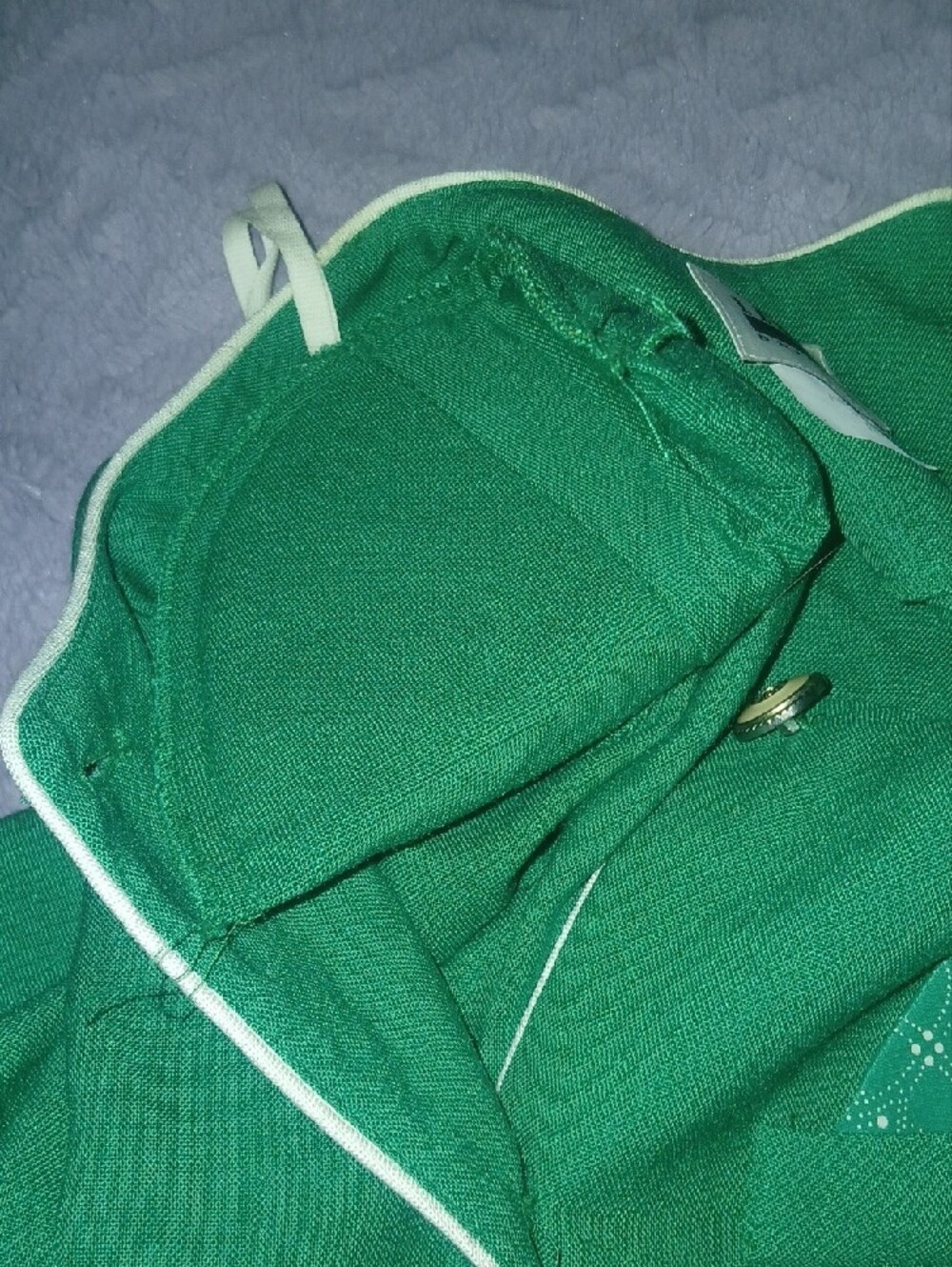 90s Vintage Leslie Fay Emerald Green Short Sleeve Blazer W/ Faux Packet Square - Picture 8 of 9